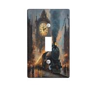 Industrial Train Theme Decorative Light Switch Cover Wall Plate 1 Gang Single Toggle, Mechanical Steampunk Electrical Faceplate for Kitchen Bathroom, Vintage Switchcover Decor