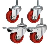 Industrial Transport Casters 3 Inch 4 Inch M12×30mm Thread Universal Swivel 75mm / 100mm Wheels with Brake Heavy Duty Furniture Casters Double Bearing for Trolley Showcase 4 Pcs - 400Kg (3