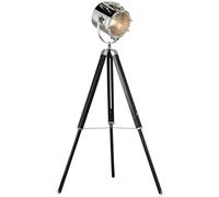 Industrial Tripod Floor Lamp Matt Black E27 Theatre Spot Light Standing Height Loops Black One Size