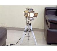 Industrial Tripod Table Lamp Retro Style Spotlights Searchlights Wooden Standing Lamp Cinema Movie Props-for Living Room Bedroom