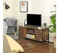 Industrial TV Stand Cabinet Shelves Storage Louvered Doors Playroom VASAGLE Brown One Size
