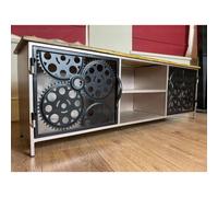 Industrial TV Stand Rustic Metal Media Cabinet Vintage Retro Storage Cupboard