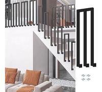 Industrial U-Shaped Stair Railing - Side-Mount il Black Square Iron Baluster for Terrace Stylish Staircase Guardrailsand Modern Design