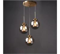 Industrial V-intage Brass 3 Head Pendant Lights Cluster, Glass Ball Hanging Lighting Chandelier V-intage Edison Bulb Fixture, E27 Socket Ceiling Light Kitchen Living Room,Kitchen Light