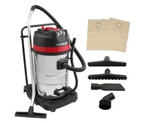 Industrial Vacuum Cleaner 80L Wet & Dry 4 Attachments Commercial Cleaning 3000W Triple Motor Stainless Steel Cloth Filter 1.5m Hose 9m Cable Bagless or Bagged 3 x FREE Hoover Bags