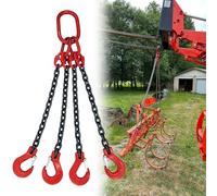 Industrial Vertical Plate Clamp with 4 Leg Chain Sling for Heavy Load Lifting, Secure Cargo Towing and Handling Solution