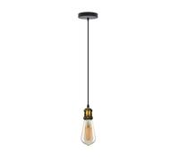 Industrial Vintage 2M Ceiling Pendant Light Lamp Holder E27 Light Fitting (Yellow Brass+Black Round)