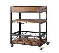 Industrial Vintage Kitchen Cart with Wine Rack, 3-Tier Storage Organizer for Home Bar and Dining