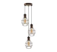 Industrial Vintage Pendant Light Fitting with 3 way ceiling light Adjustable Hanging 15 cm Brushed Copper Metal Cage Light shades With 95 cm Max Wire E27 Base Ceiling Fixture for Dining Room