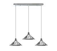 Industrial Vintage Retro Rustic Metal Shade Pendant Light, Loft Bar Modern Kitchen Hanging Ceiling Light, Cafe Living Room Light Fittings Lamp Fixture Chandelier (Chrome) (3 Head Rectangle)