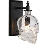 Industrial Wall Lamp Glass Skull Design Creative Retro Wrought Iron Wall Lamp Bedroom Living Room For Bar Restaurant Deco Corridor Aisle Stairs Wall Light Decorative Lantern Made in China