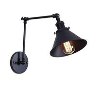 Industrial Wall Lamp with Oscillating Arm Farm Metal Wall Appliques Vintage Wall Applique E27 Matte Black Accessories with Conical Screen Adjustable Wiring for Dor Wall Lamp,Arm Length: 3