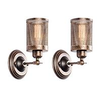 Industrial Wall Light 2 Pack, LULING Steampunk Metal Net Lampshade Interior Vintage Wall Lamp Adjustable Socket for Garage Gate Porch Hallway(NO Bulb)