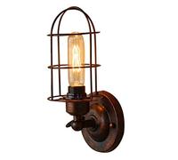 Industrial Wall Light Fixture Retro Wall Mounted Lights Iron Metal Cage Wall Lamp for Barn Farmhouse Dining Room Bar Porch(Rust Color)