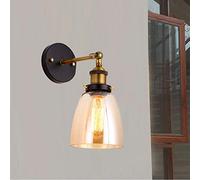 Industrial Wall Lights Glass Shade Metal Black Wall Light Rustic Lodge Vintage E27 Wall Lamp for Living Room Bedroom Loft Coffee Bar,No Bulb-Max 40W