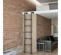 Industrial Wall Mounted Attic Loft LadderWrought Iron Pipe Design Ideal for Home Dorm Deck & Window Well Egress (110cm/43in) Durable Climb Ladders