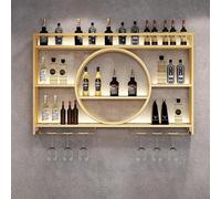 Industrial Wall Mounted Iron Wine Rack with LED Light Sleek Metal Shelf for Wine & Liquor Storage Floating Display Shelves for Home Bar Perfect for Red Wine & Liquor 140x8 cm