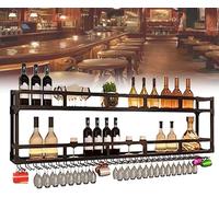 Industrial Wall Mounted Wine Rack, Wall Mounted Bottle Rack, Alcohol Bottle Storage Unit, Restaurant, Wine Cellar and Home Bar,N