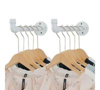 Industrial Wall Pipe Clothing Racks - Heavy Duty Metal Clothes Hanger with Hook, Wall-Mounted Garment Holder Racks,Wall Clothing Bar/Coat Hanging Rail/Hanging Rod for Closet Storage, 2 Pack, White