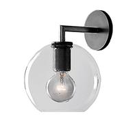 Industrial Wall Sconce with Glass Globe Shade Antique E27 Wall Lamp for Nightstand Bathroom Veranda (Brass 1 Light) (Nero 2 Luci)