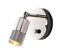 Industrial Wall Sconce with Knurled Detail, Adjustable Swivel Head Spotlight & Dimmer Switch, Retro Reading Lamp for Bedroom Bedside Study