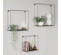 Industrial Wall Shelf Decor 3-Piece Set Metal Black 55cm Boho Vintage