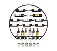 Industrial Wall Wine Rack Metal Wine Shelf with Glass Holder Iron Wine Bottle Multifunctional Wine Display Stand for Home Bar & Kitchen (Black 100cm)