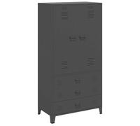 Industrial Wardrobe Anthracite Metal with 2 Shelves 90 x 50 x 180 cm, 3 Drawers, Clothes Rail for Bedroom, Hallway and Dressing Room, Robust Storage Space in Modern Design