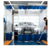 Industrial Wash Bay with Eyelets 0.6mm Waterproof PVC Side Panels Divider & Push-Pull Partition for Factory Workshop (Blue 2.8x4m/9.2x13.1ft)