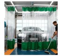 Industrial Wash Bay with Eyelets 0.6mm Waterproof PVC Tarpaulin Side Panels Push-Pull Divider for Factory Workshop Green 4.2x3.5m (13.8x11.5ft)