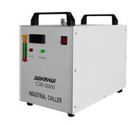 Industrial Water Chiller CW-3000, 220V Industrial Water Cooler Cooling System with Compressor 9L Water Tank Capacity, for CO2 Laser Engraving & Cutting Machine