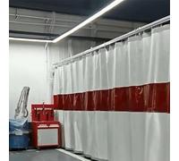 Industrial Welding Screen Divider Curtain with Red Viewing Window Flame Retardant Garage Divider Panels Fire Blankets 0.5mm Thick 7.5x2.5m / 24.6x8.2ft