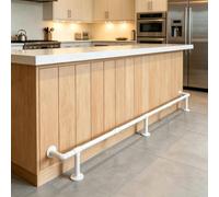 Industrial White Kitchen Island Foot Rail Hardware Kit - Customizable Extra-Long Bar Footrest Railing (41.3") - Durable Undercounter Mount for Pub Style Comfort