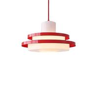 Industrial Wind Band Glass Shade Red Bauhaus Chandelier for Coffee Shop, Kitchen Island, and Farmhouse Bedroom - Unique Lighting Fixture for Modern Decor