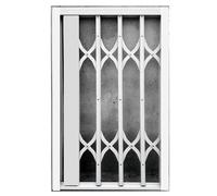 Industrial Window Security Bars, Telescoping Balcony Window Protective Rail, Commercial Window Sliding Gate/Guard Space-Saving, Black White(White,110x150cm/43.3x59.1in)
