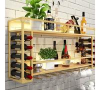 Industrial Wine Rack Wall Mounted, Modern Simple Hanging Goblet Rack, Wall-Mounted Wine Racks with Glass Holder, Display Shelf Bottle Storage Rack, for Home Bar Dining Room Decor,Space saving.(Gold,80