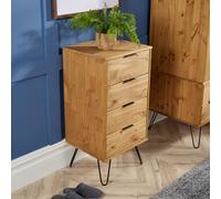 Industrial Wood Chest of 4 Drawers Narrow Cabinet Organiser Bedroom Storage Unit