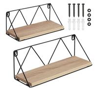 (industrial wood light, oak Sonoma) Hanging Shelf x2 | Shelves Set Bookshelf Plant Rack Kitchen Floating Wall Mount