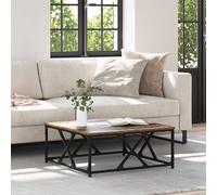 Industrial Wooden Living Room Square Coffee Table Wood Tables Metal Frame Solid