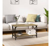Industrial Wooden Rectangular Living Room 2-Tier Coffee Table Wood Sofa Tables
