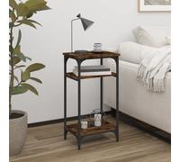 Industrial Wooden Side End Sofa Table Wood Coffee Tables With Storage Shelf