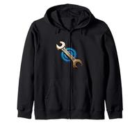 Industrial Wrench and Gear Engineering Mechanics Zip Hoodie