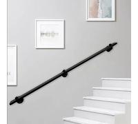 Industrial Wrought Iron Staircase Railing10ft Black Indoor/Outdoor Bannister Handrails with Wall Brackets & Fittings for Modern Stairs Durable and Stylish Design