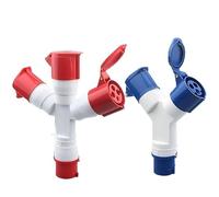 Industrial Y-Plug Socket: Waterproof 3-Way Branch Connector for 3 4 5 Pin 16A 32A Wiring with 220V 380V Three-Phase Electricity(4p32a 1-2)