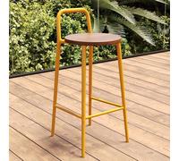 Industrial Yellow Bar Stools with Back & Footrest 65cm Counter Height Kitchen Breakfast Chairs Round Bar Chairs for Home & Restaurant