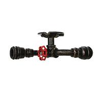 Industry Ceiling Lamp 2 Light,Water Pipe Steampunk Ceiling Lights Vintage Retro Edison Ceiling Lighting with Red Valve Deco E27 Fitting Holder Ceiling Illumination for Loft Dining Room Bedroom Cafe,D