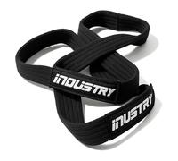Industry Figure 8 Lifting Straps - Heavy-Duty Deadlift Wrist Wraps - Industrial Cotton Grip Support - Reinforced Gym Straps Weight Lifting - Powerlifting Bar Support Loops (Black, Regular Bar)