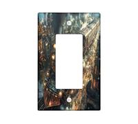 Industry Steam Train Decorative Switch Cover 1 Gang Single Rocker, Mechanical Landscape Switchcover Wall Plate, Vinatge Steampunk Electrical Faceplate for Bedroom Living Room Decor