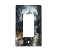 Industry Steam Train Decorative Switch Cover 1 Gang Single Rocker, Mechanical Scenic Wall Plate Cover, Standard Size, Vinatge Steampunk Electrical Faceplate for Bedroom Living Room Decor