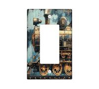 Industry Steam Train Decorative Switch Cover 1 Gang Single Rocker, Mechanical Steampunk Switchcover Wall Plate, Vinatge 70S Electrical Faceplate for Bedroom Living Room Decor